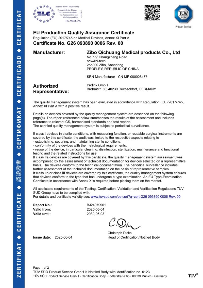 EU Production Quality Assurance Certificate 
